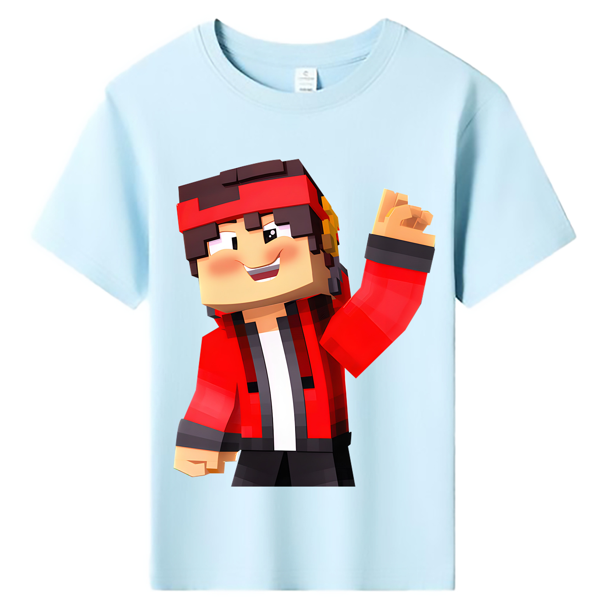 （画像用） マインクラフト ブロックの世界 Minecraft MC Block world 綿100％キッズTシャツ（フロントプリント）